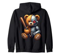 Robotic Teddy Lover Cyborg AI Bear Robot Dystopian Zip Hoodie