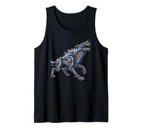 Robotic Wolf Cyber Howling Mech Animal Design Tank Top