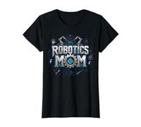 Robotics Mom STEM Robotics Team Engineer Pride Value Graphic T-Shirt, Women, Black, S