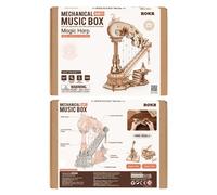 Robotime 3D Kit ROKR Magic Harp 3D Wooden Puzzle DIY Mechanical Music Box AMK71