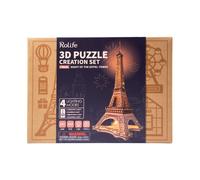 Robotime Rolife Night of the Eiffel Tower Wooden 3D Puzzle Building Toys 22 x 21.3 x 53 cm 1PC