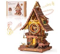 ROBOTIME 3D Puzzle Cuckoo Clock for Adults,Wooden Puzzle Model Kits to Build,Working Clock with Cuckoo Sound,Home Decor Craft,Gift for Teens & Adults,LC901C (Vintage Color)