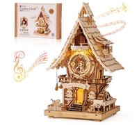 ROBOTIME 3D Puzzle Cuckoo Clock for Adults,Wooden Puzzle Model Kits to Build,Working Clock with Cuckoo Sound,Home Decor Craft,Gift for Teens & Adults,LC901 (Wood Color)