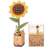 ROBOTIME 3D Puzzle Sunflower, Wooden Artificial Flowers Model Kits for Adults to Build, Home Decor Accessories Living Room, Gifts for Women on Valentine's Day