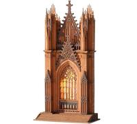 ROBOTIME 3D Puzzles, Wooden Model Kits for Adults with Stained Light - Wooden Puzzles for Adults, Classic Architecture DIY Model Kits to Build for Wen and Teens (Twin-Tower Cathedral)