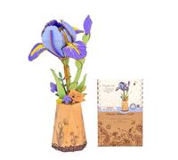 ROBOTIME 3D Wooden Purple Iris Flowers, DIY Craft Model Kit, Artificial Bloom Jigsaw Puzzle for Adults, Valentine's Day Gifts