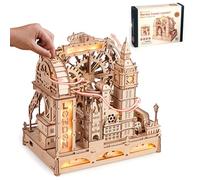 ROBOTIME 3D Wooden Puzzle Marble Run Building Kit - London City Model with Lights for Adults & Teens, Mechanical DIY Landmark Puzzle, Educational Gift & Home Decor, EGB01