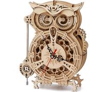 Robotime 3D Wooden Puzzle Owl Alarm Clock Model Kits for Adults Gift