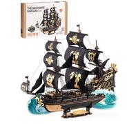ROBOTIME 3D Wooden Puzzle Seahorse Barque, Model Kit for Adults to Build, Jigsaw Sailing Ship Building Construction Craft Kit, Boat Gifts for Adults and Kids, MCB02