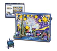 ROBOTIME 3D Wooden Puzzle The Starry Night, Model Kits for Adults to Build, Hangable Art 3D Painting Wall Decor, DIY Construction Craft Model Building Set, for Christmas