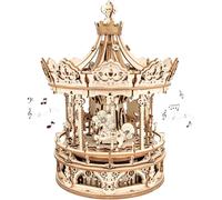 Robotime 3D Wooden Puzzles for Adults Music Box, Romantic Carousel