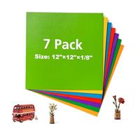 ROBOTIME 3mm Coloured Plywood Sheets 7 Colours Cut to Size 30×30 CM 7 Pack Wood Burning Model Making Laser Ply Material, Thin Wood Sheets for Craft Projects