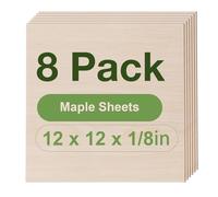 ROBOTIME 3mm Plywood Sheets Maple Veneer Cut to Size 30×30 CM 8 Pack Wood Burning Model Making Laser Ply Material, Thin Wood Sheets for Craft Projects