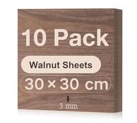 ROBOTIME 3mm Walnut Plywood Sheets Cut to Size 30×30 CM 10 Pack Wood Burning Model Making Laser Ply Material, Thin Wood Sheets for Craft Projects
