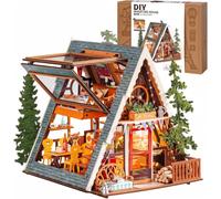 ROBOTIME A-Frame Cabin Glue-Free DIY Miniature House Kit for Adults