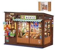 ROBOTIME Book Nook Kit,Nostalgic Corner Shop with LED Light,DIY Miniature House Bookshelf Decor,3D Wooden Puzzle for Adults,Birthday for Book Lovers