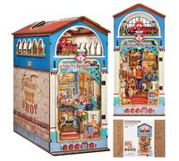 ROBOTIME Book Nook Kit, Treasure Toy Shop with LED Lights | Nostalgic toy shop scene DIY miniature house 3D wooden puzzle bookshelf décor birthday gift for toy lovers