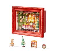ROBOTIME Christmas Eve Party Photo Frame DIY Miniature House Kit, 3D Wooden Puzzle Building Kit for Adults, Tiny Dollhouse Model, Creative Holiday Decor & Gift for Family and Friends