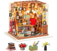 ROBOTIME DIY Dolls House Kit Wooden Library Model Kits Building Age 14+, Book Nook Miniature Craft Kits, 1:24 Scale Book Store with Furniture and Accessories Educational Toys