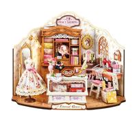 ROBOTIME DIY Miniature Dolls House Kit Elsa's Tailoring, Wooden Building Kits with LED Lights, Model Kits for Adults to Build, Home Decor Birthday Gifts for Girls Women