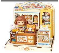 ROBOTIME DIY Miniature House Kit, Dollhouse Building Kit, Mini Wooden Furniture Kit for Adults, Birthday Christmas Craft Hobbies Gift（Cookii Bunny's Cookie Shop）