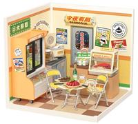 ROBOTIME DIY Miniature House Kit, Dollhouse Model Building Craft Kit with LED for Adults and Kids, Birthday Gift for Kids(Night Out Food Stall)