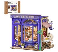 ROBOTIME DIY Miniature House Kit for Adults Leisure Time Tea Room Glue-Free
