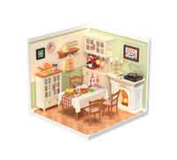 Robotime DIY Miniature House Super Store Dollhouse Warm Dining Room