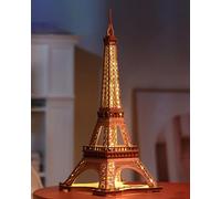 ROBOTIME Eiffel Tower 3D Wooden Puzzle with Lights, Model Kit for Adults | 152-Piece Build with Lighting, 52.5 cm Tall Tower Display, Desk & Shelf Decor, Creative Gift for Adults
