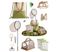 ROBOTIME Explorer Kit & Bug Catcher Kit, 12-in-1 Outdoor Adventure Set, Bug Collection with Kids Binoculars, Butterfly Net, Insect Box, Magnifying Glass & Compass Watch, Gift for Toddlers 3-12 (Green)