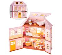 ROBOTIME Haley Island Fairy Rose Cottage Dollhouse, Victorian Pink Play House with LED Lights, 178PCS Building Set, Collectible Pretend Play Toy for Girls, Kids, Teens & Family