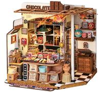 ROBOTIME Henry's Chocolate Glue-Free DIY Miniature House Kit for Adults