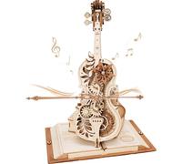ROBOTIME Magic Cello Wooden Music Box Kit for Adults | Intricate cello-inspired craft with melody for music lovers, elegant shelf decor and thoughtful gifting