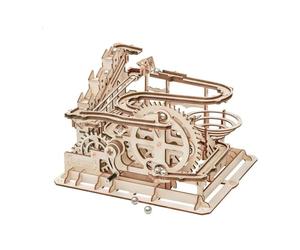 Robotime Marble Roller Coaster Clockwork Mechanical 3D Puzzle Game Woodcraft Construction Kit Adult Craft Set Puzzle Present (Waterwheel Coaster)