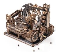 ROBOTIME Marble Spaceport Wooden Marble Run for Adults, Electric & Hand-Crank Mechanical Model, LGC01
