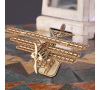 Robotime Modern 3D Wooden Puzzle Bi-Plane in Light Brown Robotime Light Brown