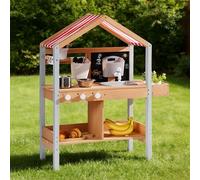 ROBOTIME Mud Kitchen Outdoor Playset for Kids, Toy Kitchen with Removable Planting Box, Sink, Stove, Planting Tools and Storage, Multiple Accessories, Pretend Play Cooking Set for Toddlers 3+