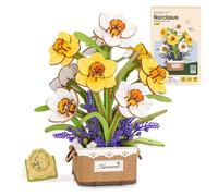 ROBOTIME Narcissus 3D Wooden Puzzle, Artificial Flowers Model Kits for Adults to Build, Creative Home Decor, Accessories Living Room, Gifts for Women on Valentine's Day