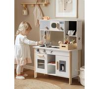 ROBOTIME Play Kitchen for Kids, Wooden Toy Kitchen Playset for Children with Toaster, Planting Box and Cutting Play Foods & Chalkboard, Shovel, Ice Maker, Toddler Toys Gift for Girls Boys Aged 3+