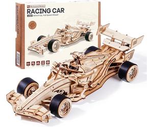 ROBOTIME Racing Car 3D Wooden Model Kit with Wind-Up Drive, LK505