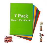 ROBOTIME Rainbow Color Unfinished Plywood Sheets, 7PCS 420x305x3mm, Blank Wood Board for Crafts, DIY Painting, Coasters, Model Making, Home Decoration