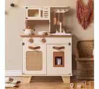 Robotime ROBUD Wooden Kids Pretend Play Kitchen Aged 3+, Cream Brown