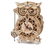 Robotime ROKR 3D Wooden Puzzles for Adults Owl Clock - Mechanical Model Building Kit DIY Hobbies for Men Women 161PCS Clock Puzzle Creative Craft Gift Home Decor for Family
