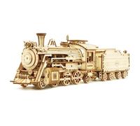 Prime Steam Express: ROKR 3D Wood Puzzle 1:80 Scale Model Train MC501
