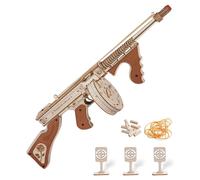 Robotime ROKR Submachine Gun Model Kit Wooden 3D Puzzle Toys,Home decoration, bookshelf decoration,Craft Gifts for Adults and Teens,Educational toys