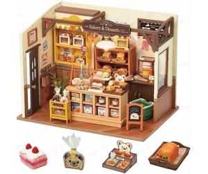 Robotime Rolife Becka's Baking House DIY Dollhouse Kit 25x15x19.5cm 1pc,Home decoration, bookshelf decoration,Craft Gifts for Adults and Teens,Educational toys