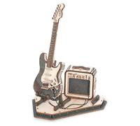 Robotime Rolife Electric Guitar 3D Wooden Puzzle Building Toys 17x10.5x22cm 1PC,Home decoration, bookshelf decoration,Craft Gifts for Adults and Teens,Educational toys