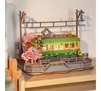 ROBOTIME Rolife Sakura Tram Train Journey 3D Wooden Model Kit Puzzle TGS02
