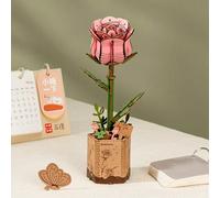 ROBOTIME Rowood Pink Rose Wooden Flower Craft Kit TW041