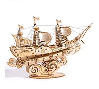 ROBOTIME Sailing Ship 3D Wooden Puzzle, Model Boat Kit for Adults | 118-Piece Build, Detailed 3-Mast Sailing Ship, Desk & Shelf Decor, Creative Gift for Model Lovers